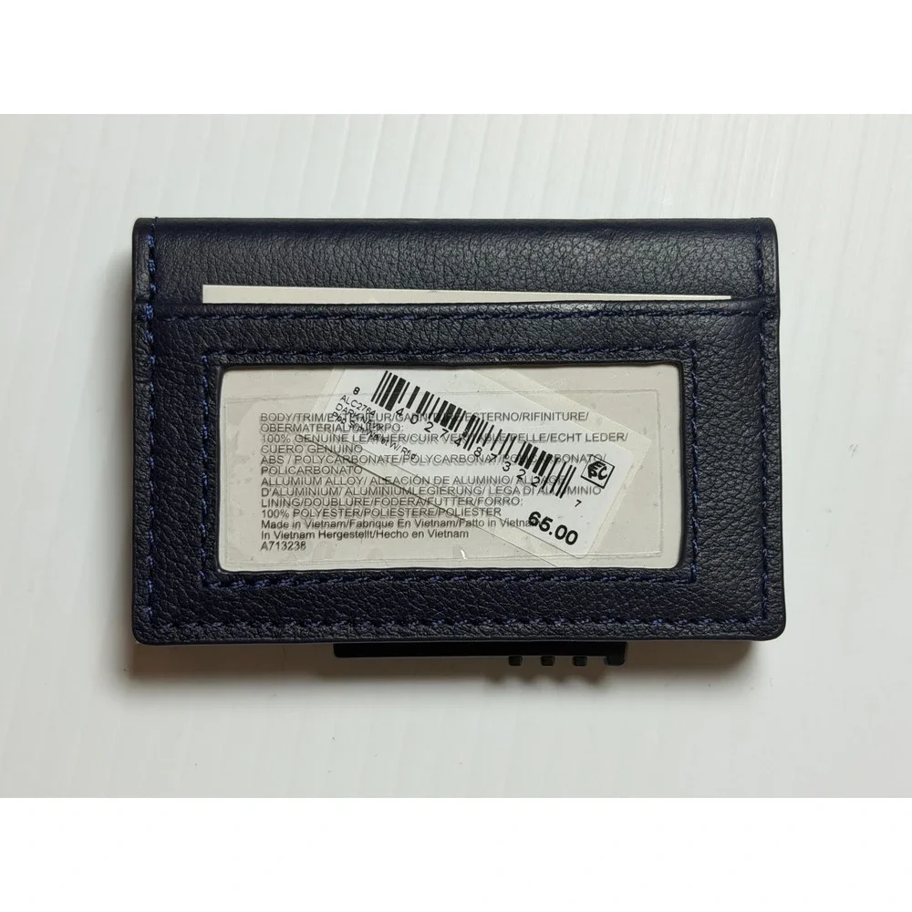 American Leather Co Pop Slim Leather RFID Wallet Navy Blue Card Holder Minimal